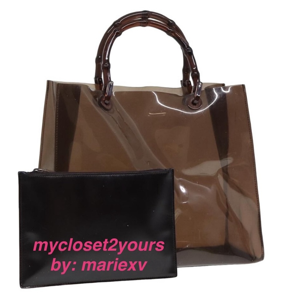Gucci Bamboo Handbg Vynil Brown